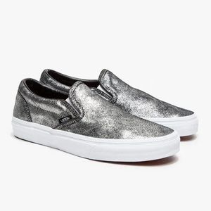 Silver Metallic Slip On Vans